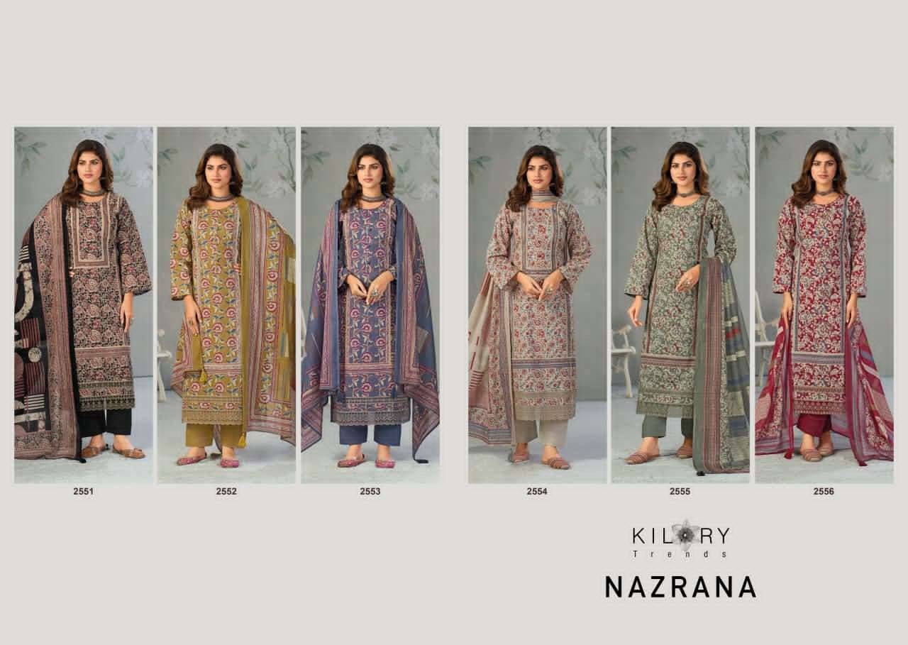 NAZRANA By KILORY TRENDS 2551 To 2556 Series Stylish Beautiful Colourful PURE LWAN COTTON Dresses At Wholesale Price